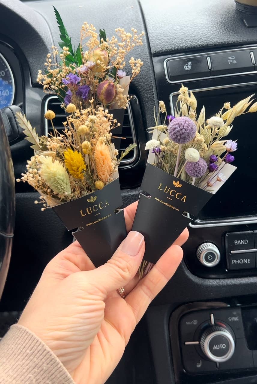 Lucca - Nontoxic Floral Car Air Freshener: Vanilla & Rose - Eventide Botanical Wellness