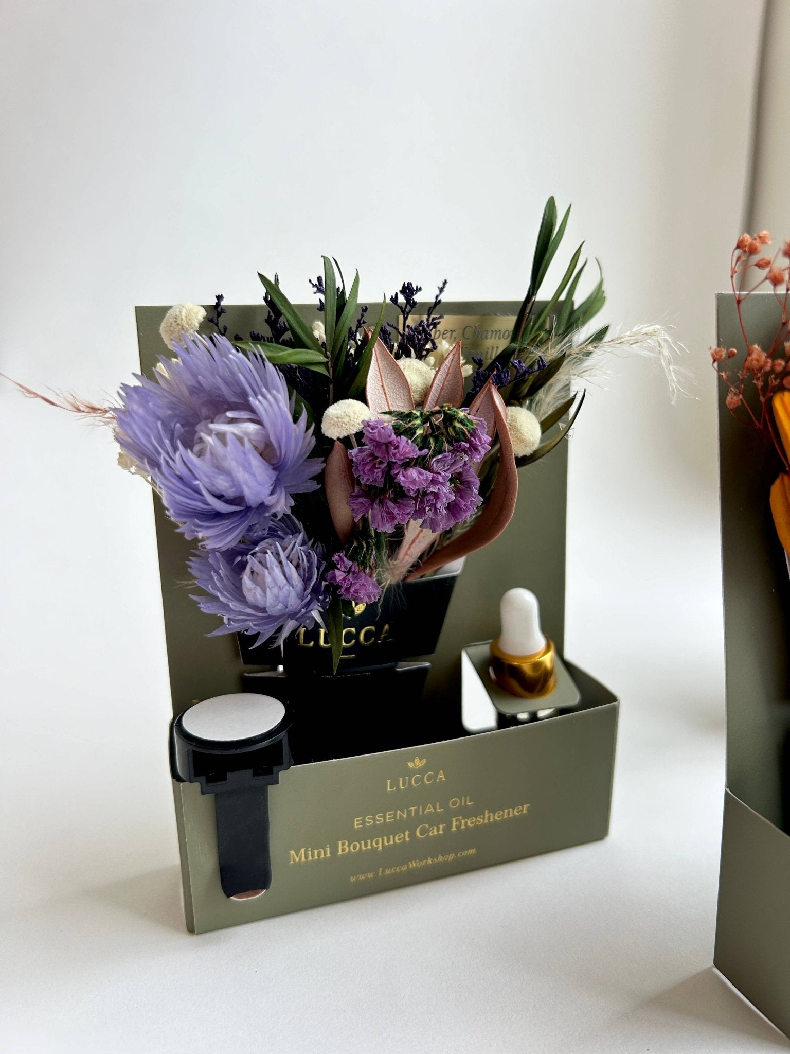 Lucca - Nontoxic Floral Car Air Freshener: Vanilla & Rose - Eventide Botanical Wellness