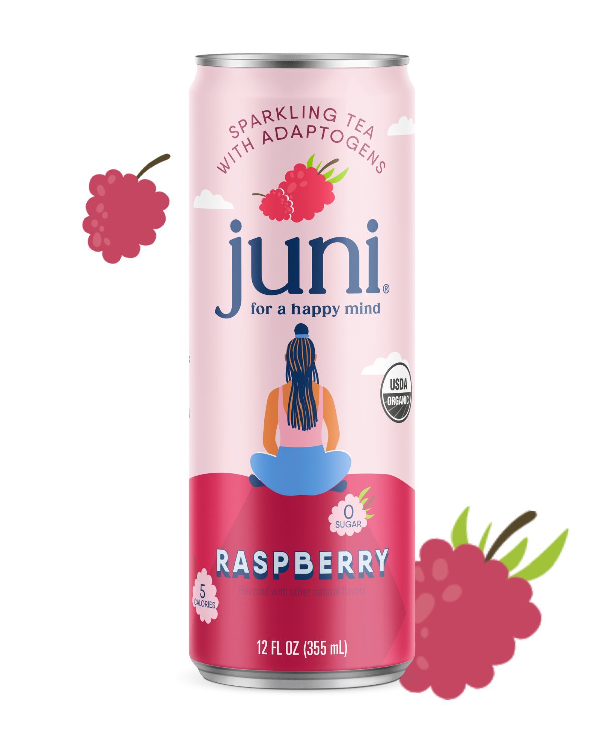 Juni Sparkling Adaptogenic Tea - Raspberry - Eventide Botanical Wellness