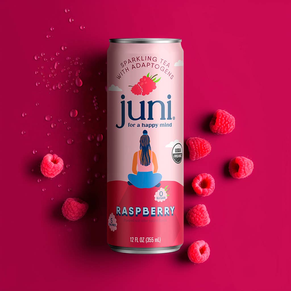 Juni Sparkling Adaptogenic Tea - Raspberry - Eventide Botanical Wellness