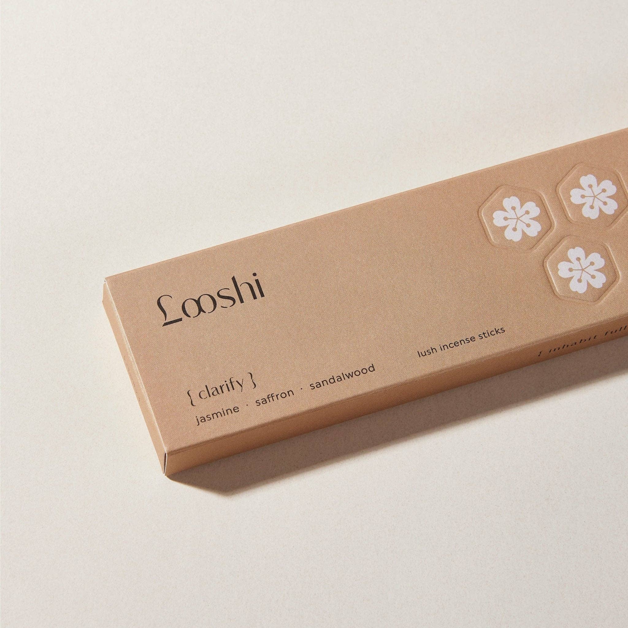 Looshi - CLARIFY Natural Incense Sticks with Jasmine, Saffron, Sandalwood - Eventide Botanical Wellness