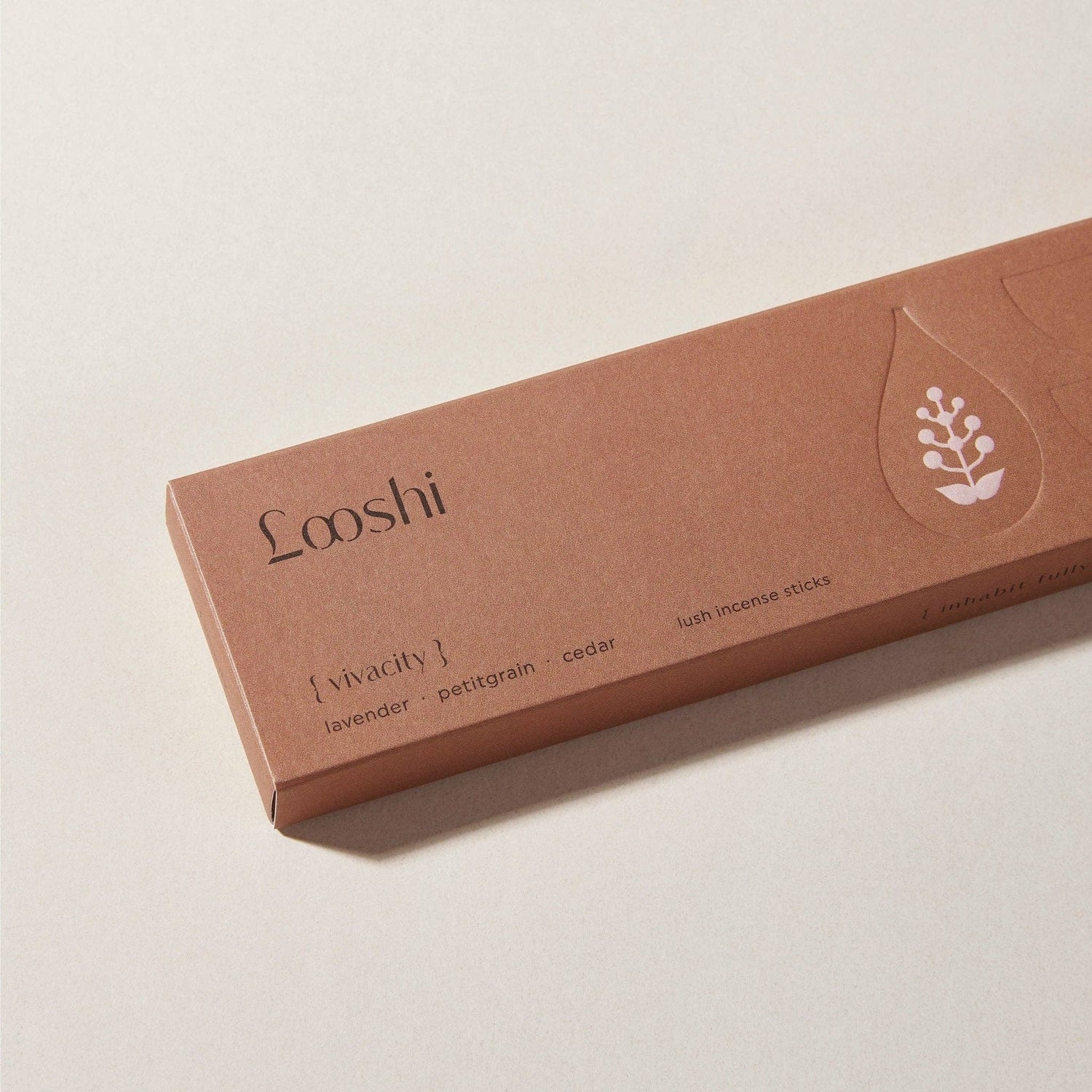 Looshi - VIVACITY Natural Incense Sticks with Lavender, Petitgrain, Cedar - Eventide Botanical Wellness