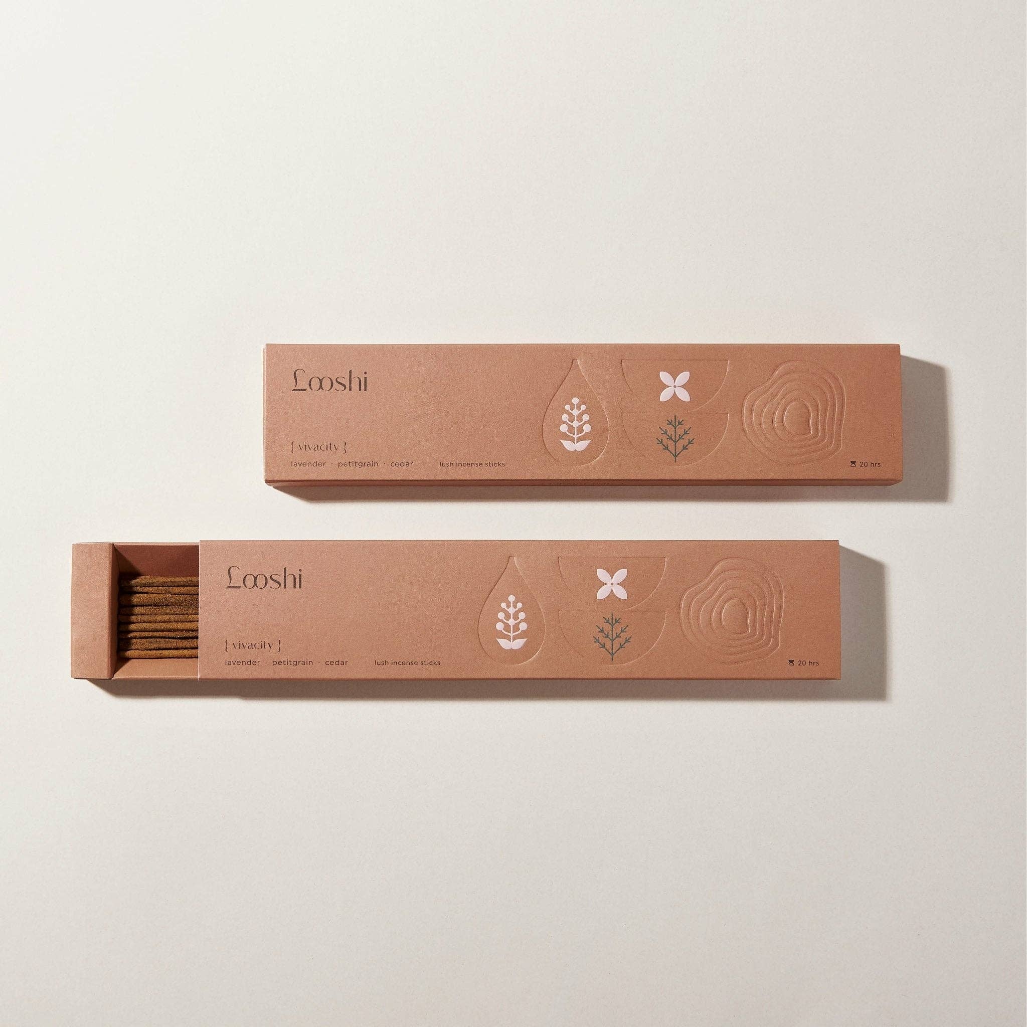 Looshi - VIVACITY Natural Incense Sticks with Lavender, Petitgrain, Cedar - Eventide Botanical Wellness