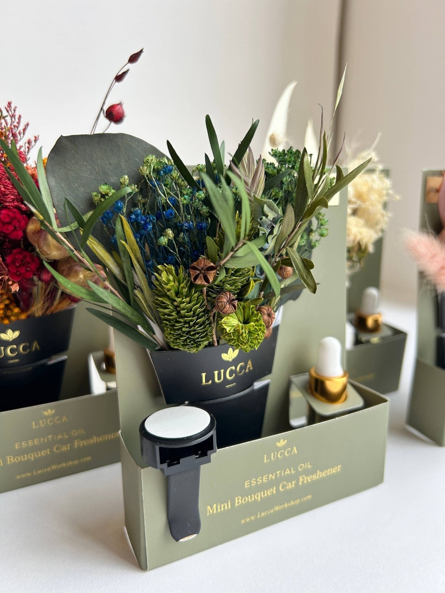 Lucca - Nontoxic Floral Car Air Freshener: Vanilla &amp; Rose - Eventide Botanical Wellness