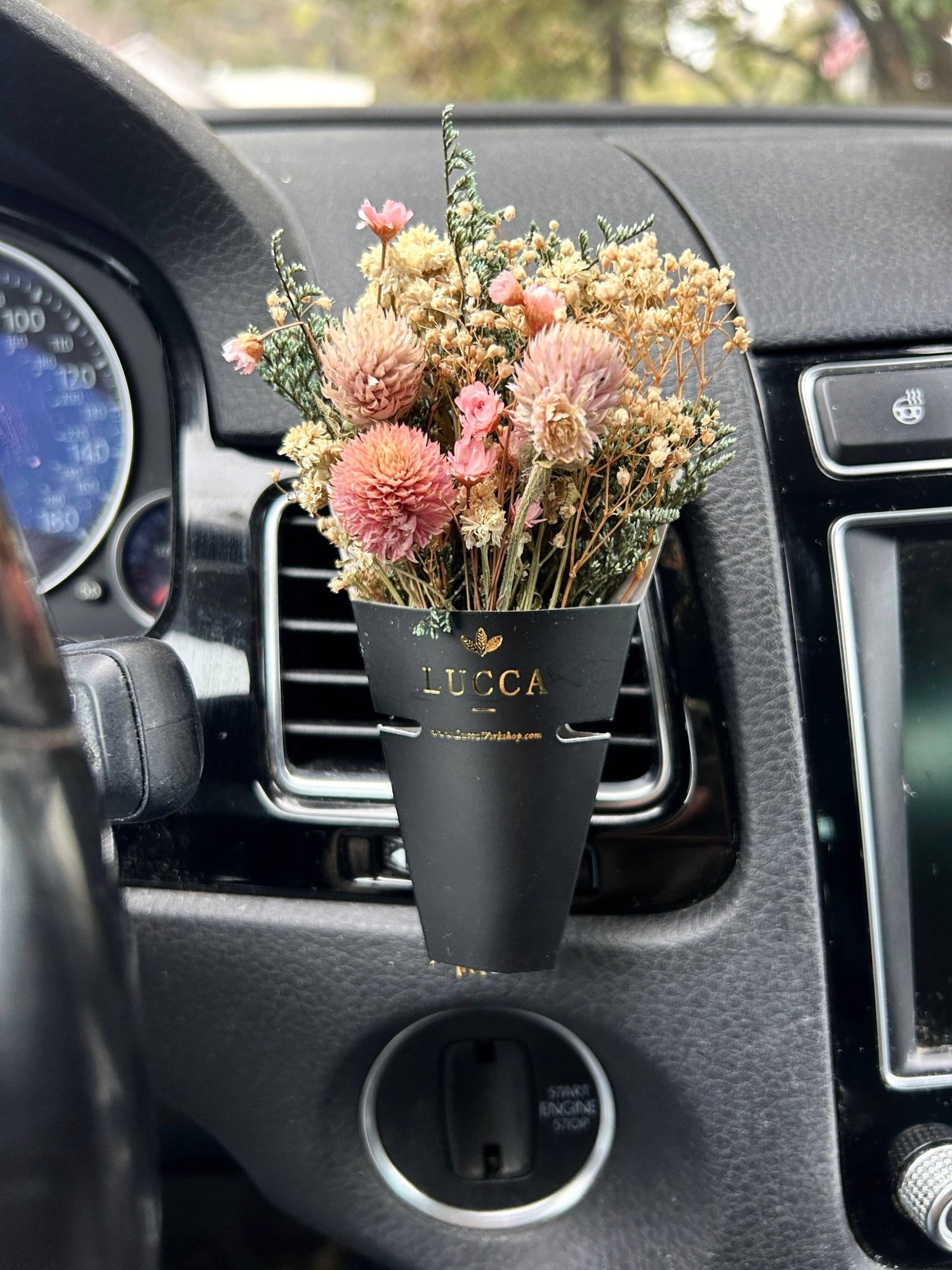 Lucca - Nontoxic Floral Car Air Freshener: Vanilla &amp; Rose - Eventide Botanical Wellness