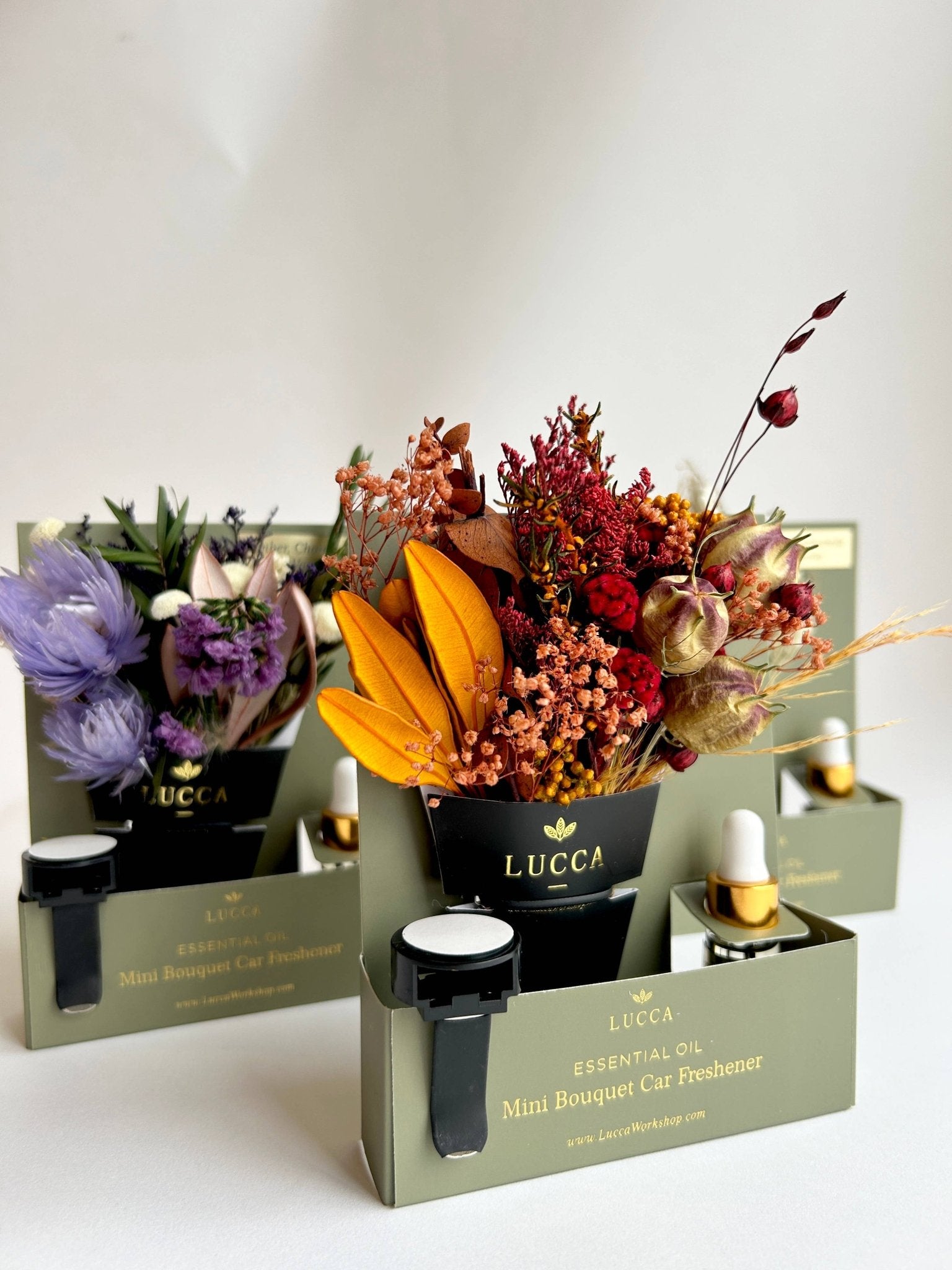 Lucca - Nontoxic Floral Car Air Freshener: Vanilla &amp; Rose - Eventide Botanical Wellness