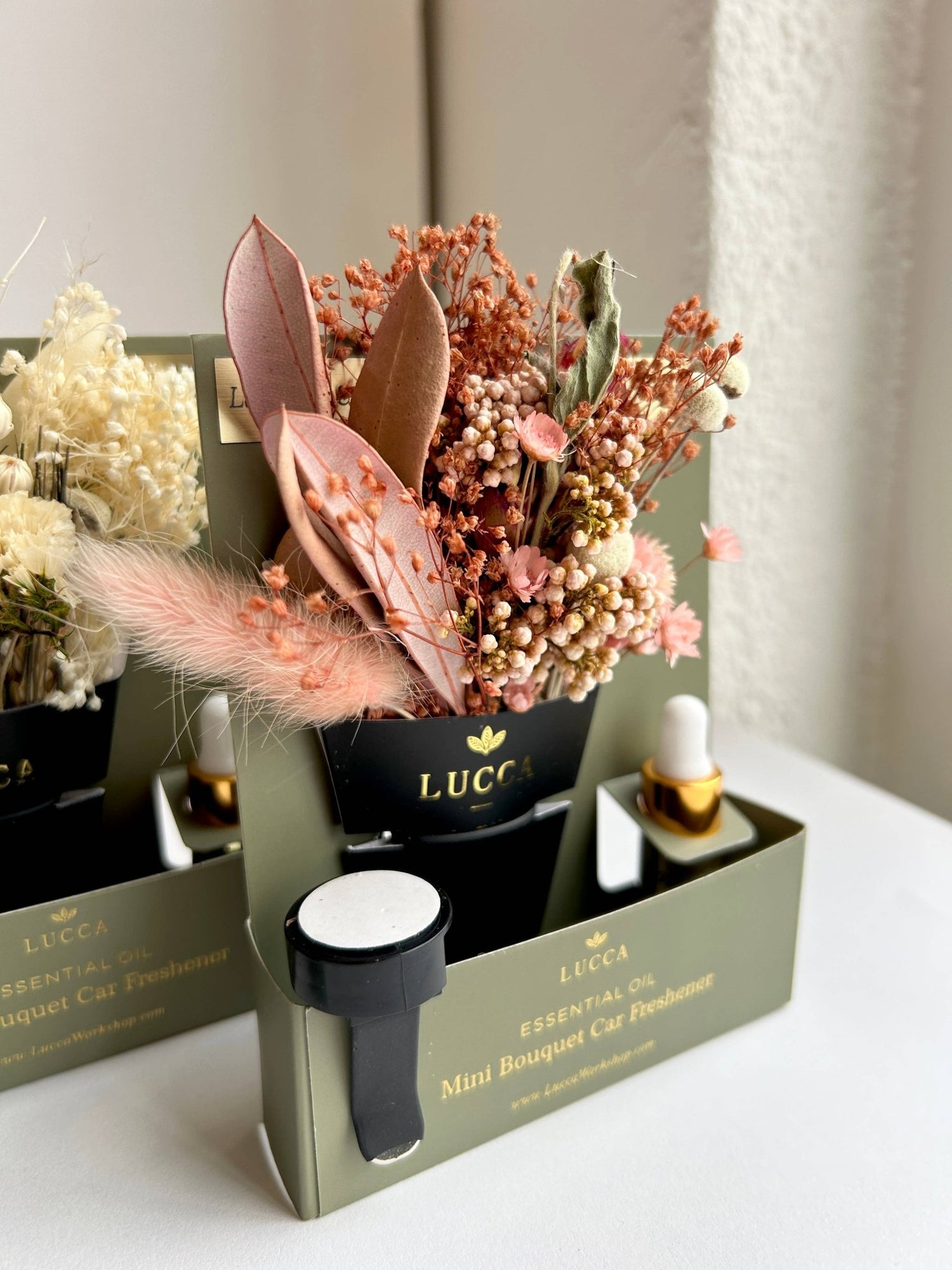 Lucca - Nontoxic Floral Car Air Freshener: Vanilla &amp; Rose - Eventide Botanical Wellness