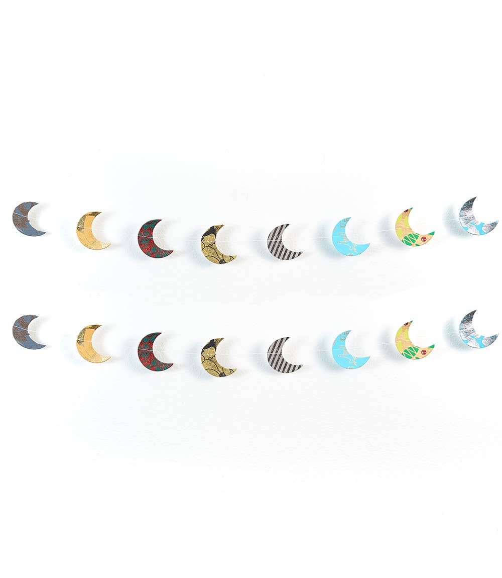 Matr Boomie Fair Trade - Moon Recycled Paper Garland - Eco Friendly Tree - Free Decor - Eventide Botanical Wellness