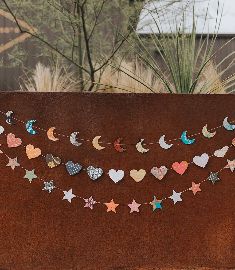 Matr Boomie Fair Trade - Stars Recycled Paper Garland - Eco Friendly Tree Free Decor - Eventide Botanical Wellness