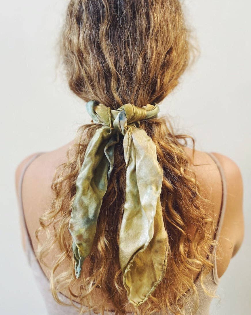Mira Blackman - Silk Scarf Hand Dyed (10 Colors) Lg Tie Dye Scarves/ Bandana: Dawn / Small (21x21) - Eventide Botanical Wellness