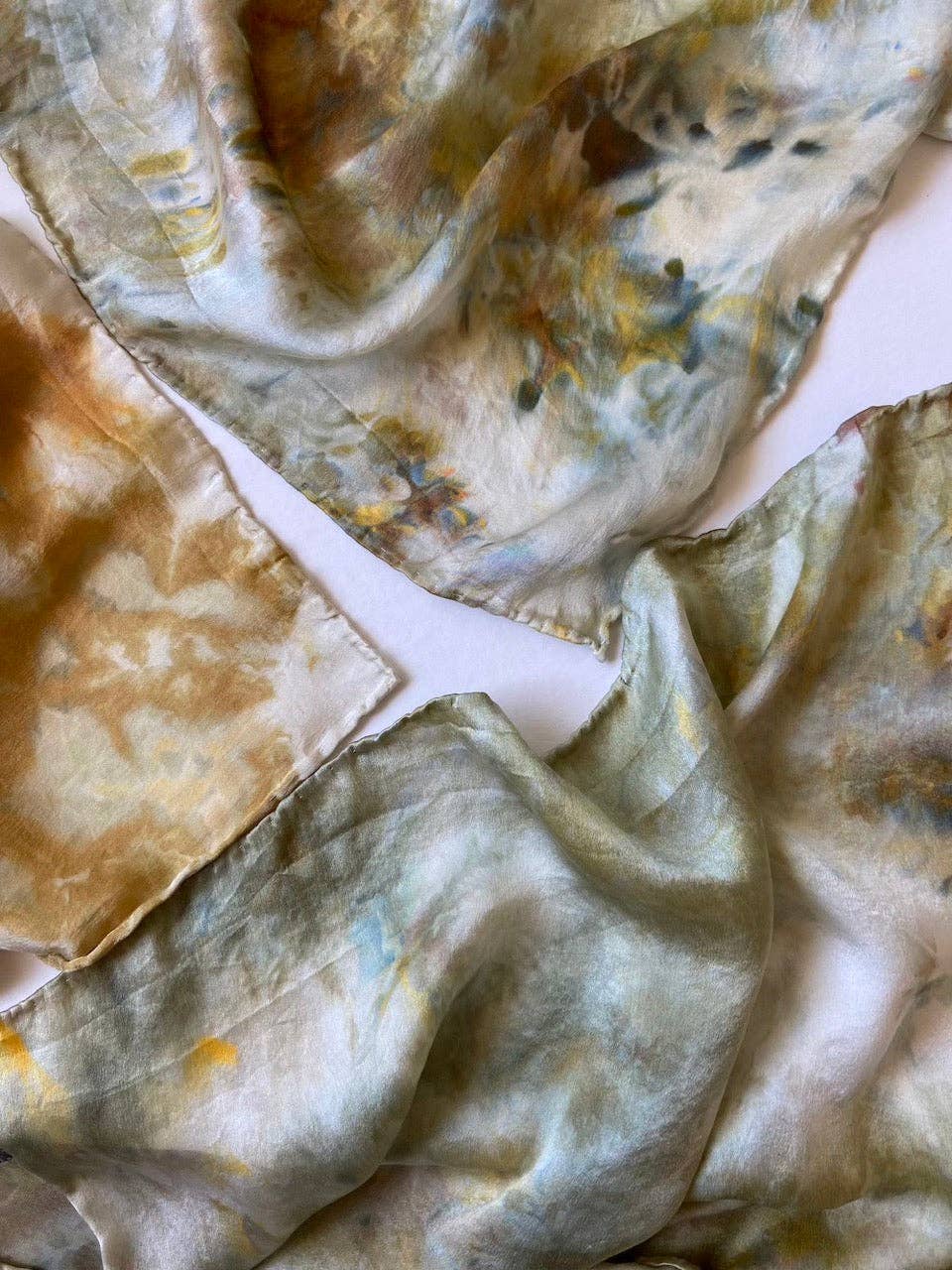 Mira Blackman - Silk Scarf Hand Dyed (10 Colors) Lg Tie Dye Scarves/ Bandana: Dawn / Small (21x21) - Eventide Botanical Wellness