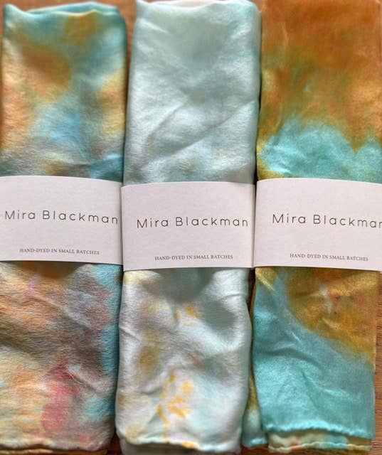 Mira Blackman - Silk Scarf Hand Dyed (10 Colors) Lg Tie Dye Scarves/ Bandana: Dawn / Small (21x21) - Eventide Botanical Wellness