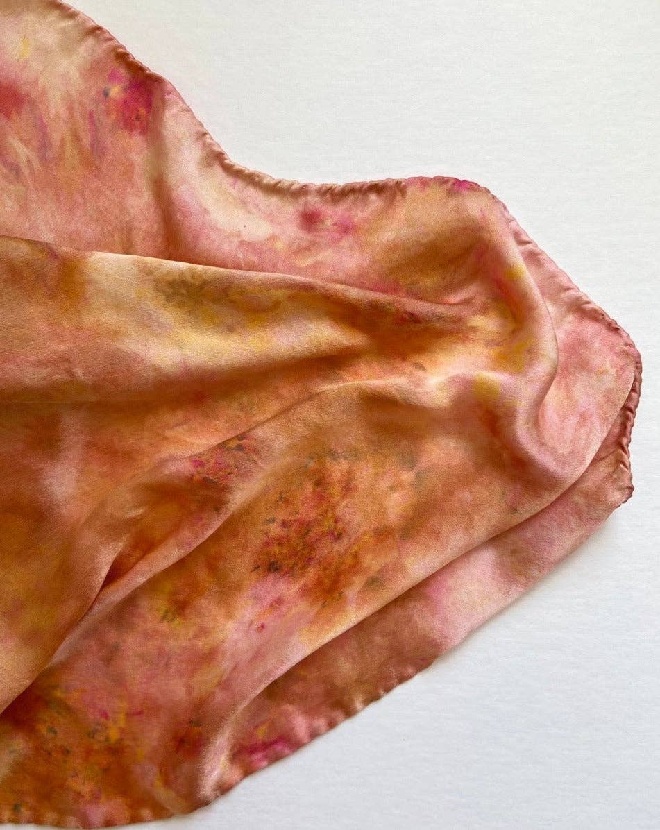 Mira Blackman - Silk Scarf Hand Dyed (10 Colors) Lg Tie Dye Scarves/ Bandana: Dawn / Small (21x21) - Eventide Botanical Wellness