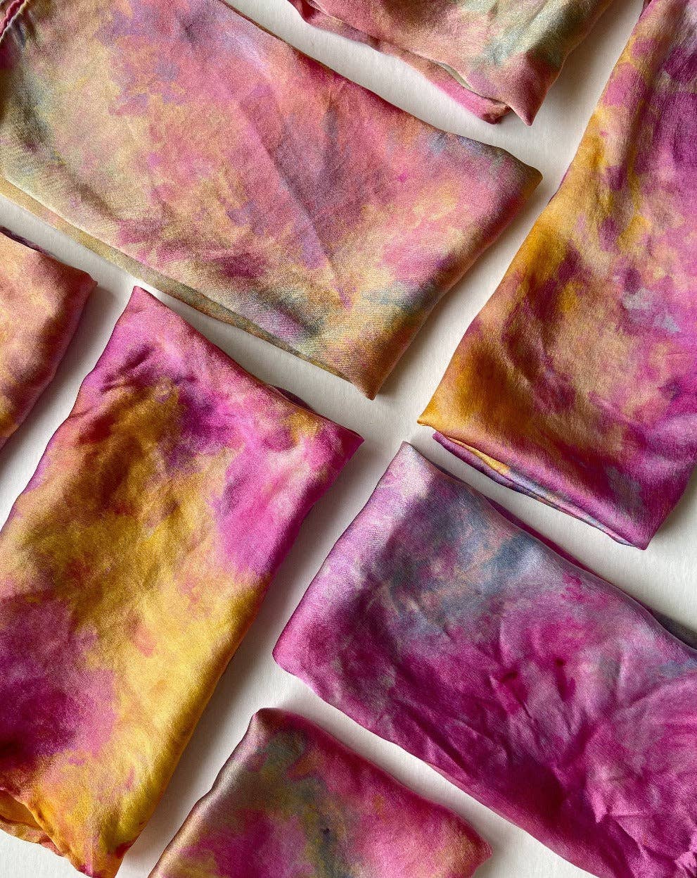 Mira Blackman - Silk Scarf Hand Dyed (10 Colors) Lg Tie Dye Scarves/ Bandana: Dawn / Small (21x21) - Eventide Botanical Wellness