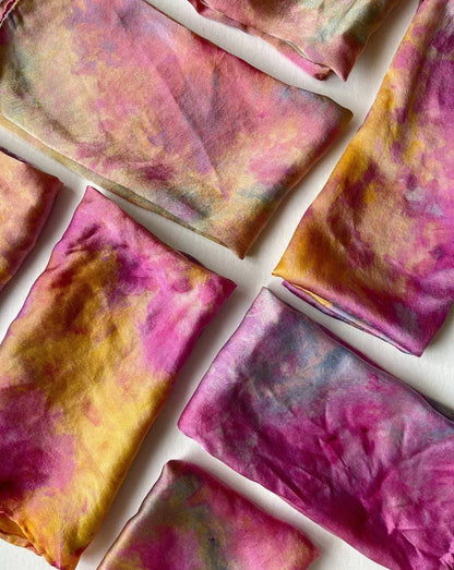 Mira Blackman - Silk Scarf Hand Dyed (10 Colors) Lg Tie Dye Scarves/ Bandana: Dawn / Small (21x21) - Eventide Botanical Wellness