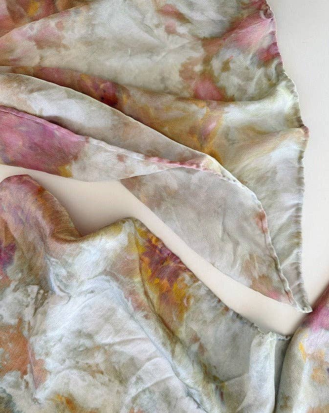 Mira Blackman - Silk Scarf Hand Dyed (10 Colors) Lg Tie Dye Scarves/ Bandana: Dawn / Small (21x21) - Eventide Botanical Wellness