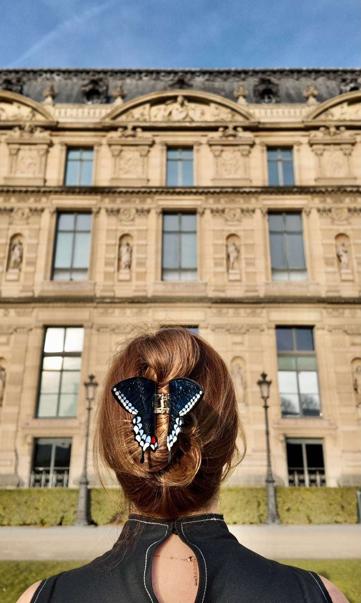Solar Eclipse - Hand - Painted Swallowtail Butterfly Claw Hair Clip: Navy - Eventide Botanical Wellness