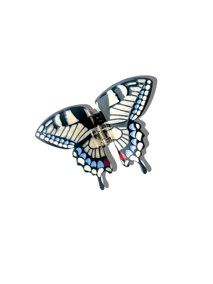 Solar Eclipse - Hand - Painted Swallowtail Butterfly Claw Hair Clip: Navy - Eventide Botanical Wellness