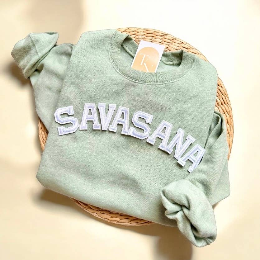 Threads And Needles, INC. - SAVASANA Sweatshirt: Light Blue / XL - Eventide Botanical Wellness