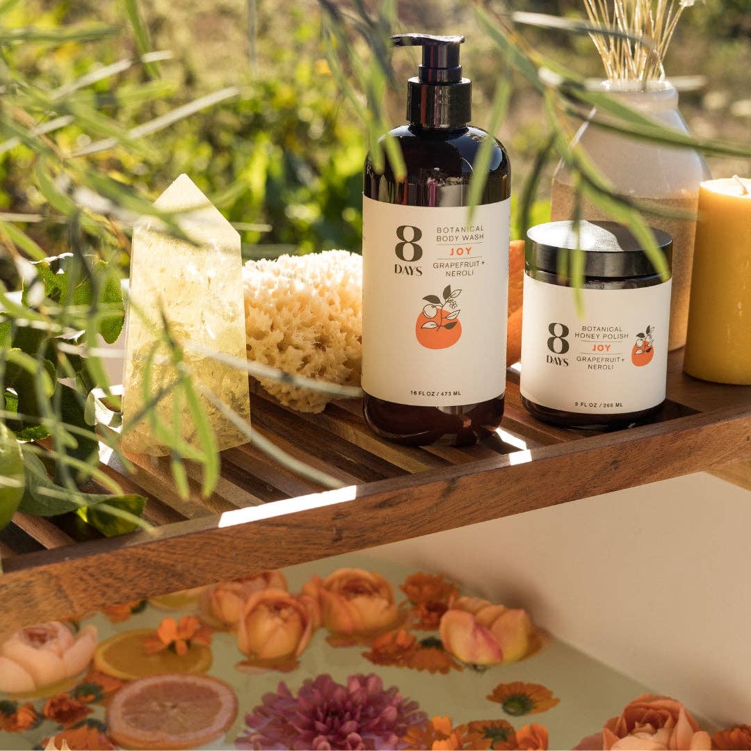 8 Days Botanicals - Joy Botanical Body Wash: 16 oz Family-Friendly Plastic - Eventide Botanical Wellness